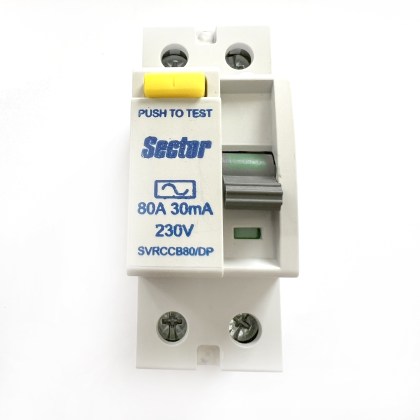 Sector SVRCCB80/DP 80A 80 Amp 30mA RCD RCCB 2 Double Pole Circuit Breaker Type AC